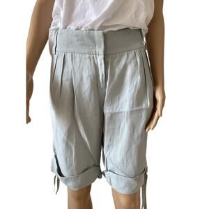 Leifsdottir Anthropologie Shorts pleated cuffing Rayon Linen blend size 12 gray